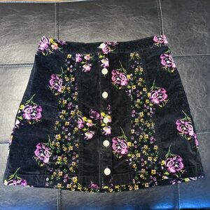 Floral Black Skirt